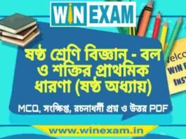 ষষ্ঠ শ্রেণি বিজ্ঞান – বল ও শক্তির প্রাথমিক ধারণা (ষষ্ঠ অধ্যায়) প্রশ্ন উত্তর | Class 6th Science PDF ষষ্ঠ শ্রেণি বিজ্ঞান - বল ও শক্তির প্রাথমিক ধারণা (ষষ্ঠ অধ্যায়) প্রশ্ন উত্তর | Class 6th Science PDF