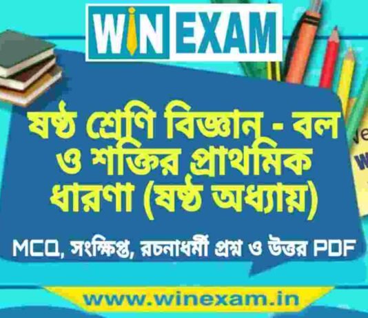 ষষ্ঠ শ্রেণি বিজ্ঞান – বল ও শক্তির প্রাথমিক ধারণা (ষষ্ঠ অধ্যায়) প্রশ্ন উত্তর | Class 6th Science PDF ষষ্ঠ শ্রেণি বিজ্ঞান - বল ও শক্তির প্রাথমিক ধারণা (ষষ্ঠ অধ্যায়) প্রশ্ন উত্তর | Class 6th Science PDF