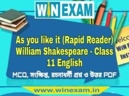 As you like it (Rapid Reader) William Shakespeare – Class 11 English Suggestion PDF As you like it (Rapid Reader) William Shakespeare - Class 11 English Suggestion PDF